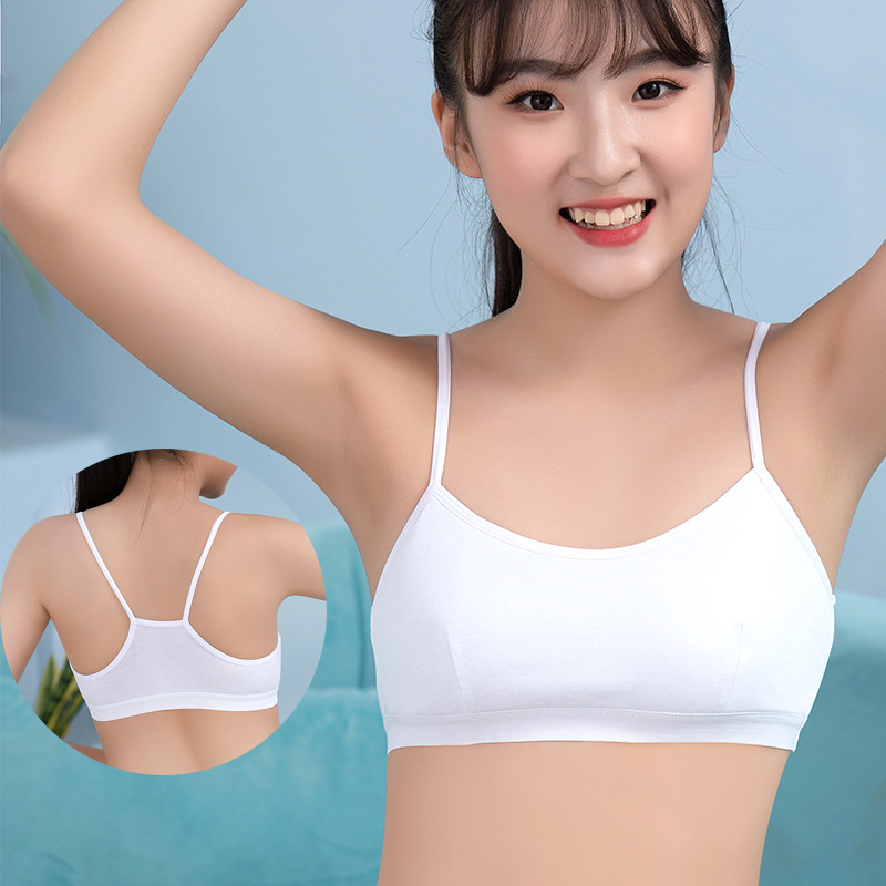 Factory direct girls strapless cotton Primary School students vest suspenders development period without steel ring bra girls underwear brand