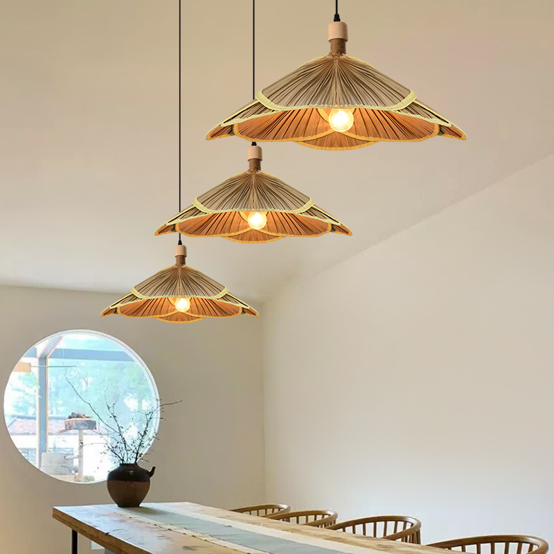 Araña de bambú de estilo chino restaurante japonés lámparas de restaurante de olla caliente Zen B & B pasillo Hotel habitación dormitorio lámpara de Bambú