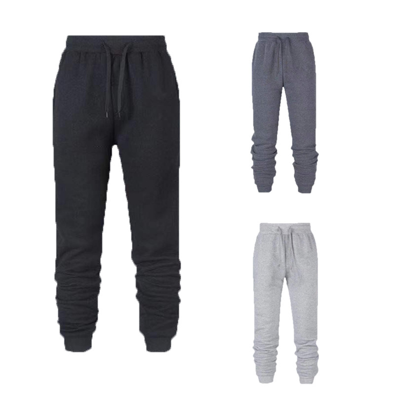 Autumn and Winter Fleece-Lined Men's Outdoor Sports Fitness Sweatpants European and American New Thickened Casual Fashion Fleece Long Pants