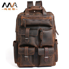 国境を越えた卸売り欧米のシンプルな男性リュック本革男性バッグ大容量パソコンバッグ多機能旅行バッグ