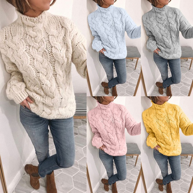 Suéter de punto de cuello alto para mujer