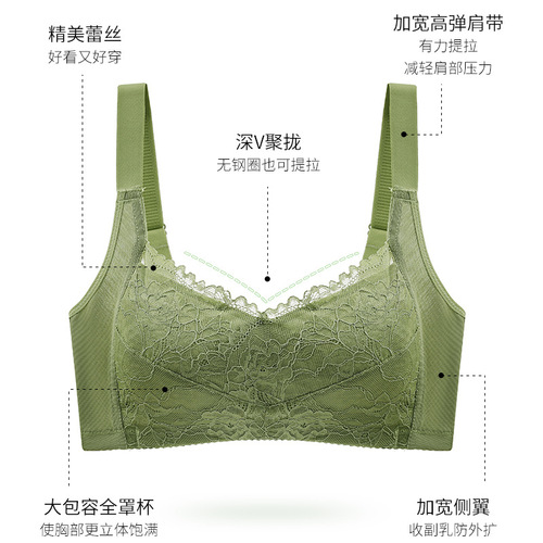 Underwear for women without steel rings, push-up, adjustable, breathable, thin crystal cup bra, obese large size, big breasts, small bra