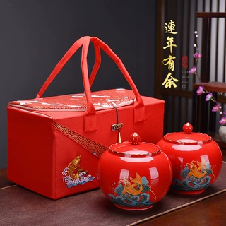 茶叶包装盒密封茶叶罐陶瓷半斤一斤单双罐礼盒高档国潮风礼品定制