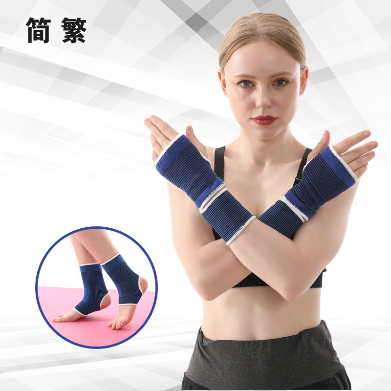 Guantes protección de la mano deportes medio dedo protección de la palma de punto equipo de protección azul guantes de fitness protección de la muñeca mancuerna regalo fábrica al por mayor
