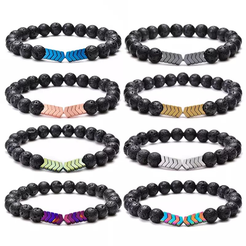 Europe and the United States cross-border hot natural stone jewelry lava volcanic stone bracelet energy magnet ore arrow bracelet wholesale