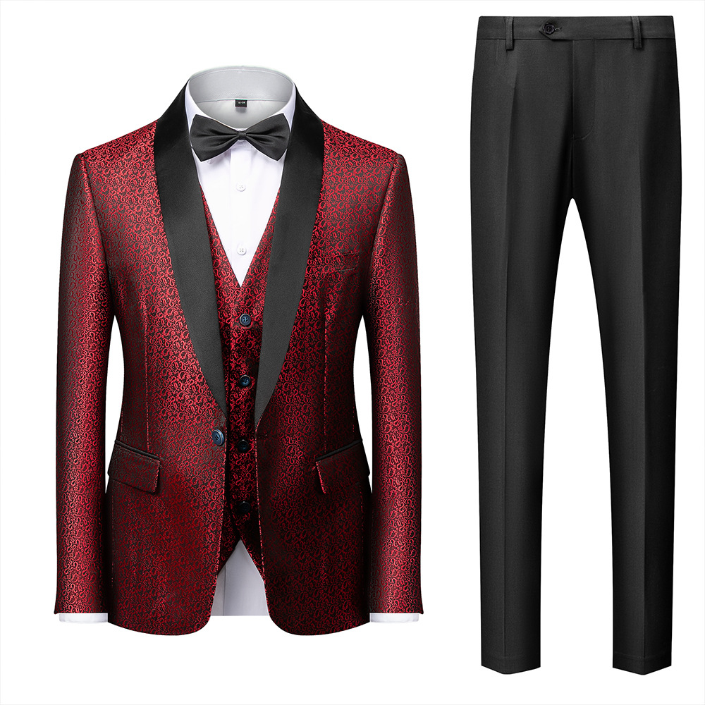 Abbigliamento maschile Autunno e inverno nuovi abiti casual da uomo stile business slim abito da sposa uomo stampato tre pezzi_voghion.com