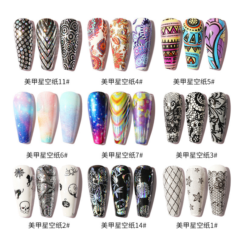 Internet celebridad nuevo 4*100cm cielo estrellado transferencia de papel Navidad mármol estrellado cielo pegatinas Mickey láser uñas pegatinas