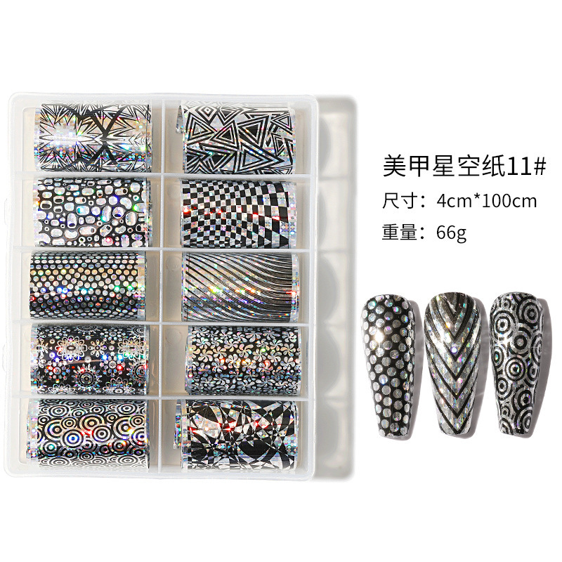 Internet celebridad nuevo 4*100cm cielo estrellado transferencia de papel Navidad mármol estrellado cielo pegatinas Mickey láser uñas pegatinas