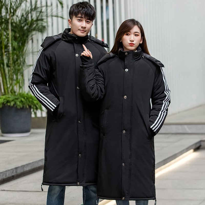 Winter knee-length sports coat thick cotton-padded jacket for boys and girls school uniform art examination Sports School student coat large size printing