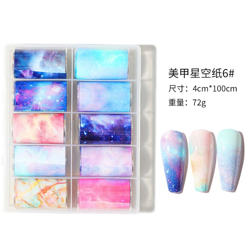 Internet celebridad nuevo 4*100cm cielo estrellado transferencia de papel Navidad mármol estrellado cielo pegatinas Mickey láser uñas pegatinas