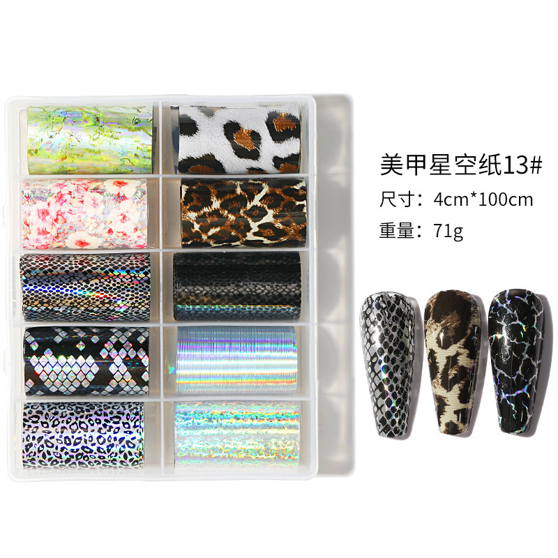 Internet celebridad nuevo 4*100cm cielo estrellado transferencia de papel Navidad mármol estrellado cielo pegatinas Mickey láser uñas pegatinas