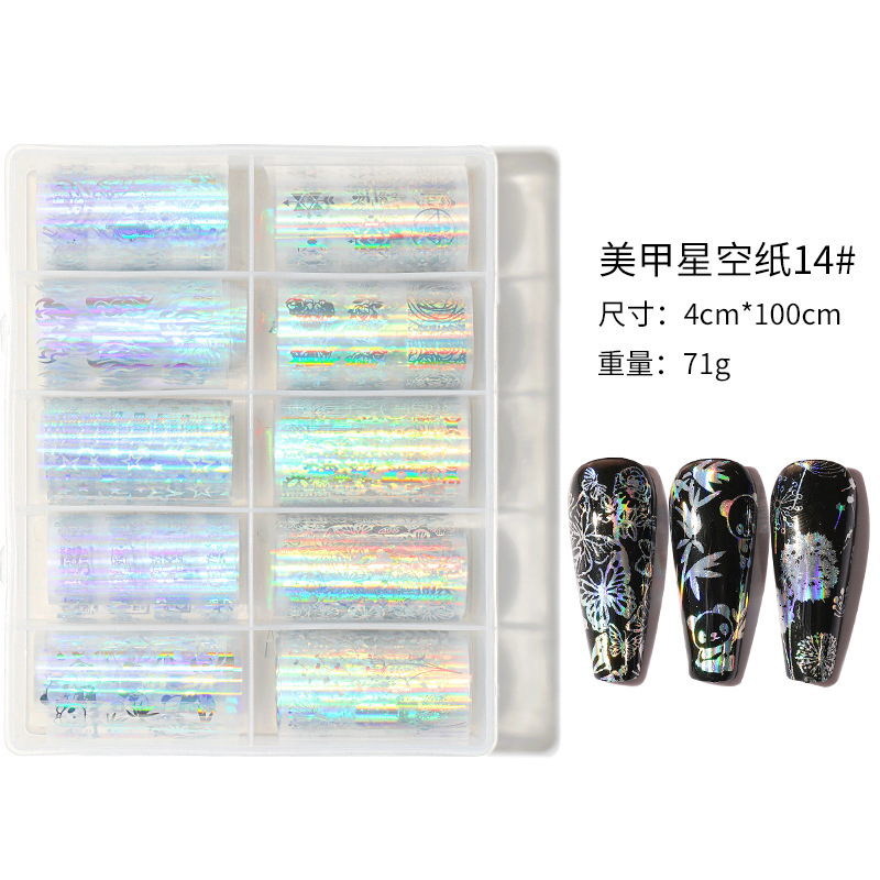 Internet celebridad nuevo 4*100cm cielo estrellado transferencia de papel Navidad mármol estrellado cielo pegatinas Mickey láser uñas pegatinas