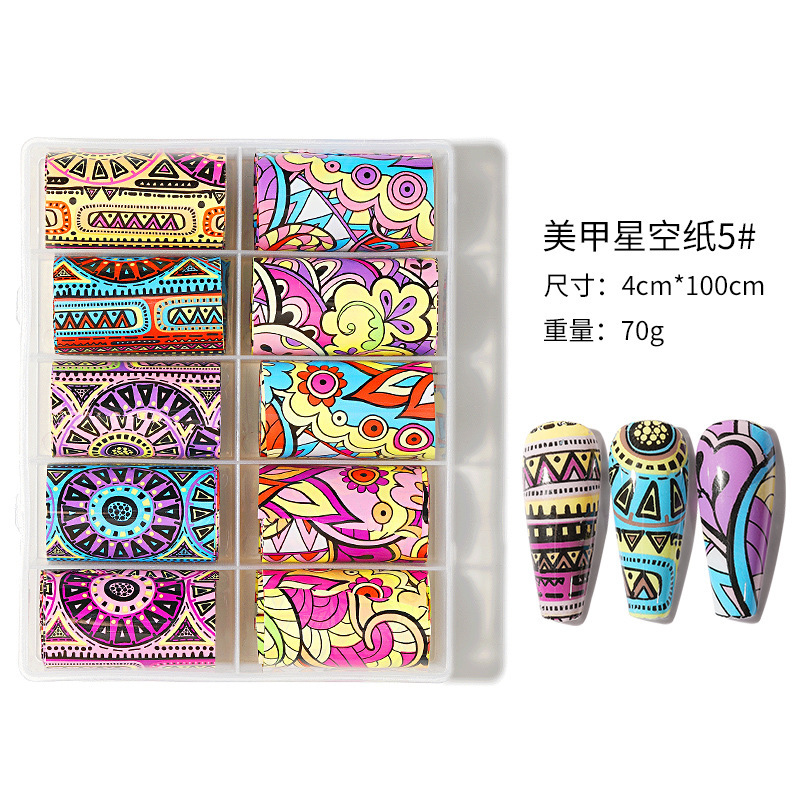 Internet celebridad nuevo 4*100cm cielo estrellado transferencia de papel Navidad mármol estrellado cielo pegatinas Mickey láser uñas pegatinas