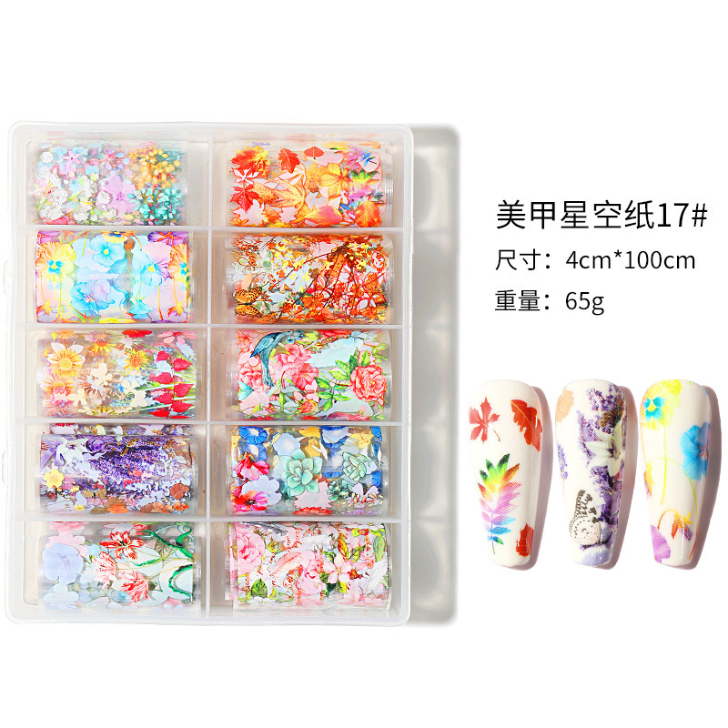 Internet celebridad nuevo 4*100cm cielo estrellado transferencia de papel Navidad mármol estrellado cielo pegatinas Mickey láser uñas pegatinas