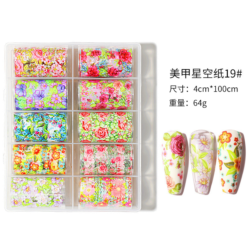 Internet celebridad nuevo 4*100cm cielo estrellado transferencia de papel Navidad mármol estrellado cielo pegatinas Mickey láser uñas pegatinas