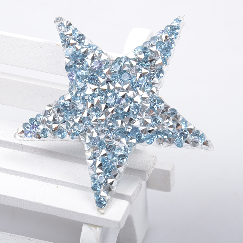 廣州飒拉曼單尖樹脂燙鑽貼 五角星膠網鑽燙鑽片 服裝箱包裝飾配件