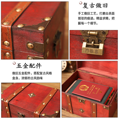 Factory sales wholesale retro storage box old-fashioned antique storage box with lock password treasure box prop box wooden box