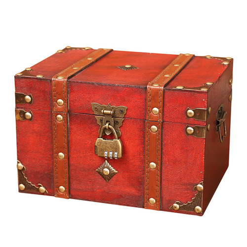 Factory sales wholesale retro storage box old-fashioned antique storage box with lock password treasure box prop box wooden box