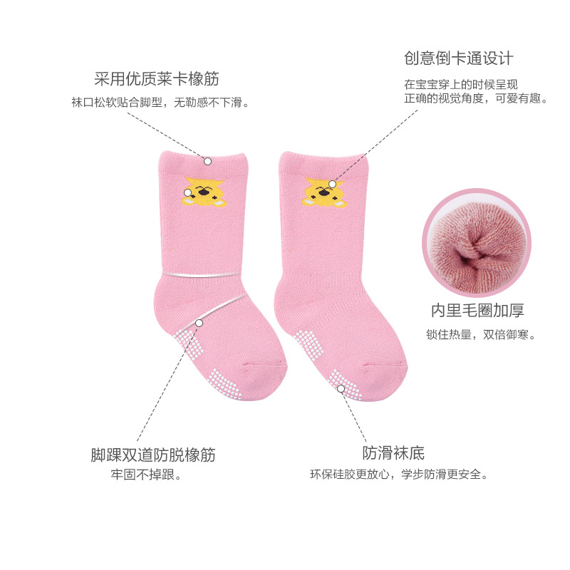 Calcetines de bebé Otoño e Invierno Terry calcetines de bebé engrosados media pantorrilla antideslizante calcetines de bebé recién nacido calcetines de piso para bebés