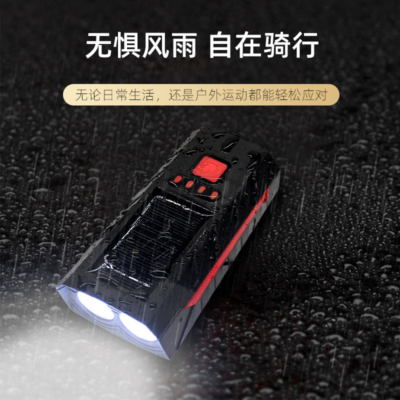 新しいUSB充電式自転車フロントライトホーン、ソーラーLED、高輝度、省エネ|undefined