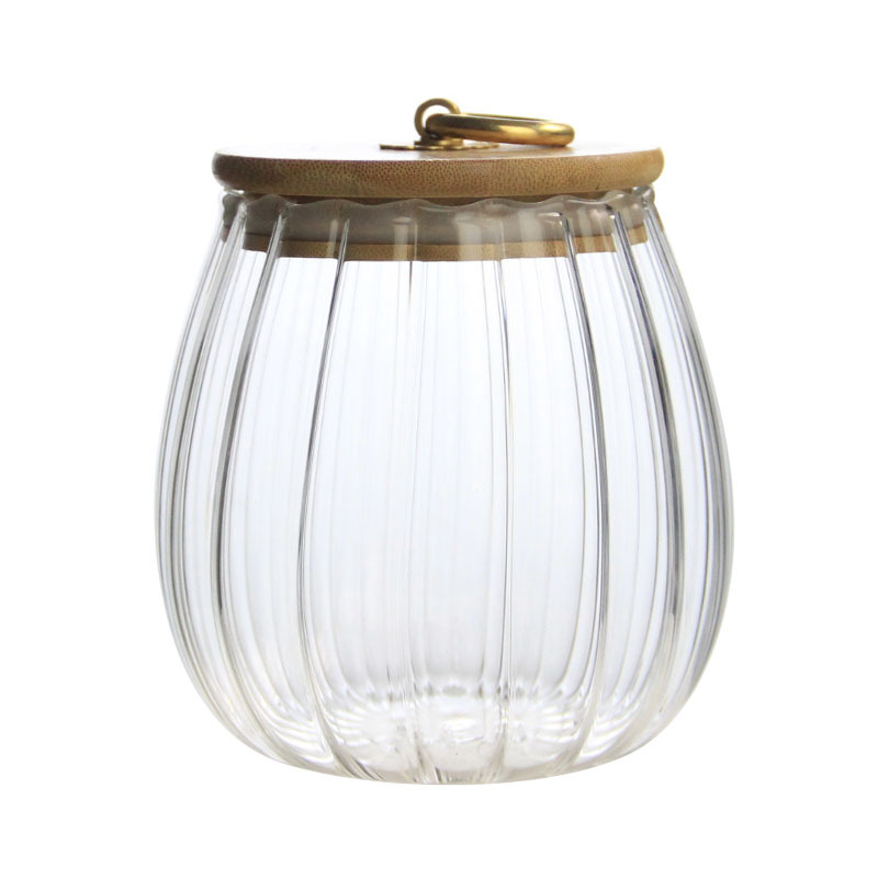 Frasco de almacenamiento de vidrio de crisantemo al por mayor transparente de almacenamiento sellado frasco de té hogar a prueba de humedad frasco de almacenamiento de vidrio de grano vertical