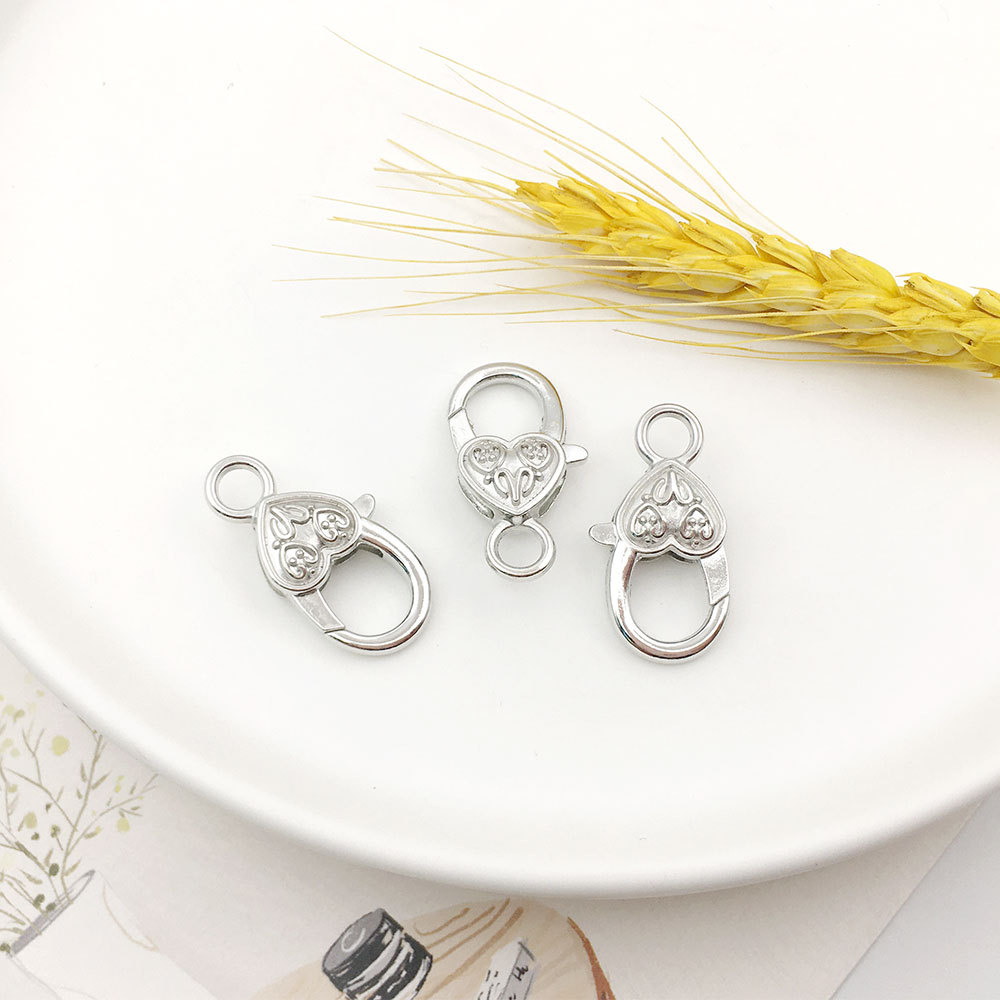 Melocotón hebilla de langosta en forma de corazón accesorios de llavero bricolaje hardware de equipaje hebilla de langosta en forma de corazón de aleación de zinc