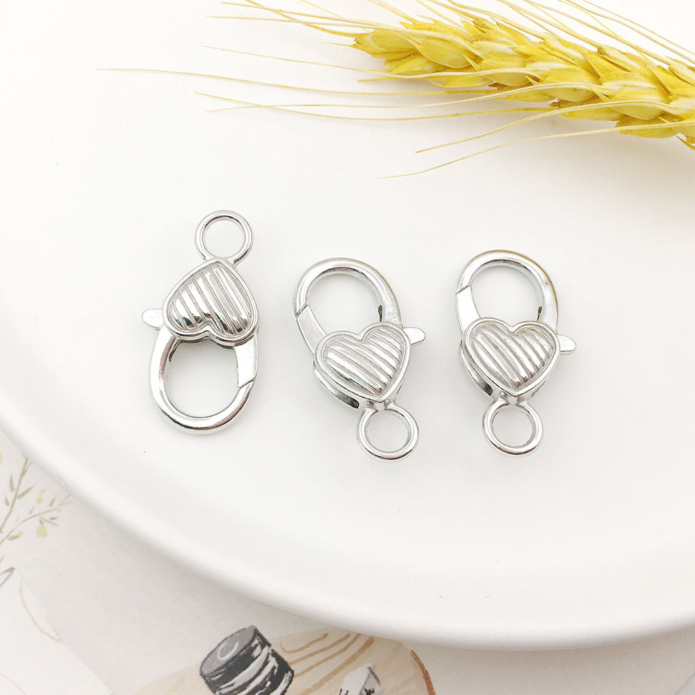 Melocotón hebilla de langosta en forma de corazón accesorios de llavero bricolaje hardware de equipaje hebilla de langosta en forma de corazón de aleación de zinc