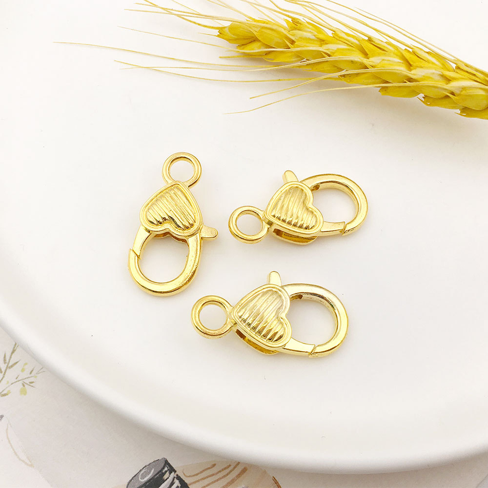 Melocotón hebilla de langosta en forma de corazón accesorios de llavero bricolaje hardware de equipaje hebilla de langosta en forma de corazón de aleación de zinc