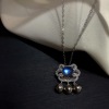 Protective amulet, small bell, pendant, necklace and bracelet, silver 925 sample, silver lock, moonstone, longevity lock