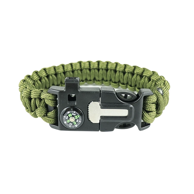Новый браслет со свистком с высоким децибелом, открытый Тактический Многофункциональный браслет для выживания из кремня, в наличии оптом