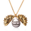 Cross -border explosion you are my sunshine to sunflower necklace to open the engraved double -sided pendant necklace