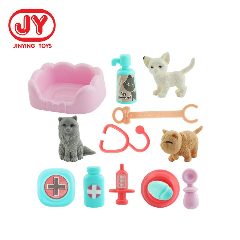 Suministro transfronterizo de animales para niños Casa de juegos de simulación de juguete mascota gato equipo médico serie fábrica de juguetes al por mayor