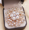 Brooch from pearl lapel pin, fashionable pin, accessory, Korean style, with snowflakes, flowered, wholesale