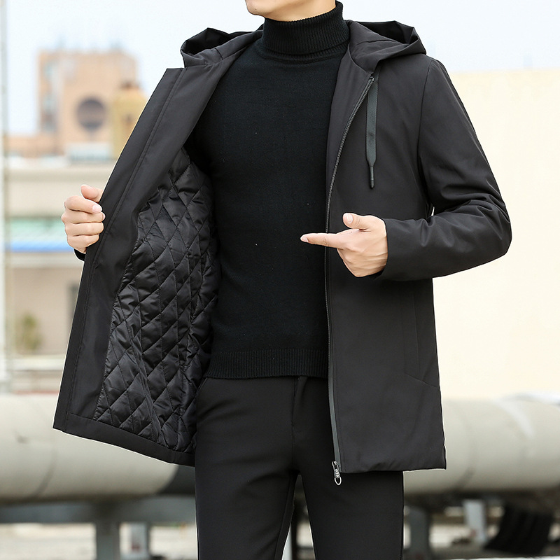 Abrigo de invierno de algodón acolchado 2022 hombres con capucha engrosada cálido abrigo corto de algodón acolchado juventud color sólido casual moda abrigo de algodón acolchado