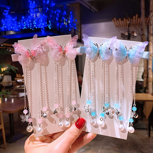 New Children's Hanfu Hair Accessories Flower Butterfly Ancient Style Headdress Retro Tassel Streamers Ancient Costume Hairpins Tang Suit Accessories
