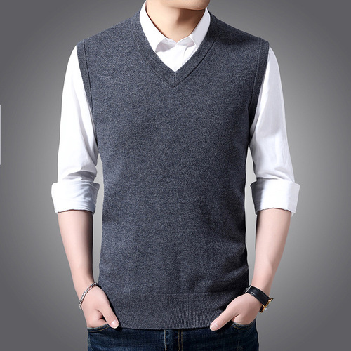 Autumn/Winter Men's V-Neck Casual Sleeveless Knit Vest I1680