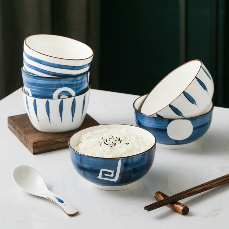Керамическая японская миска, ручная роспись, круглые 4.5