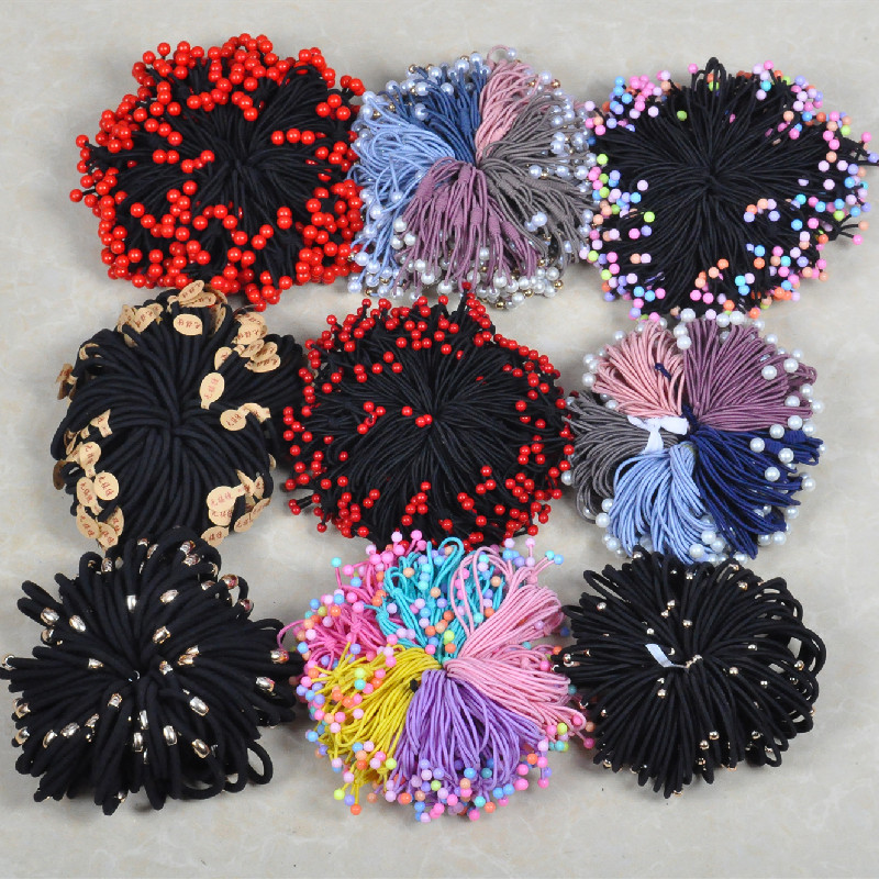 义乌摆摊小商品饰品发绳女珍珠爱心头绳网红发饰简约扎发圈皮筋
