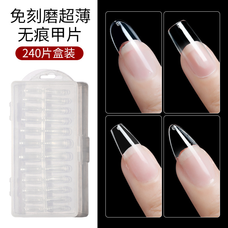 Talla libre ultrafino transparente 240 piezas en caja Mingmei pieza de clavo Ballet redondo transparente pieza de clavo completo