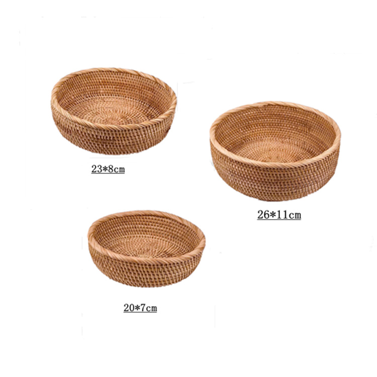Vietnam ratán cesta de dulces cesta de almacenamiento cesta de frutas plato cesta de mimbre cesta de almacenamiento de dulces ronda cesta de frutas redonda