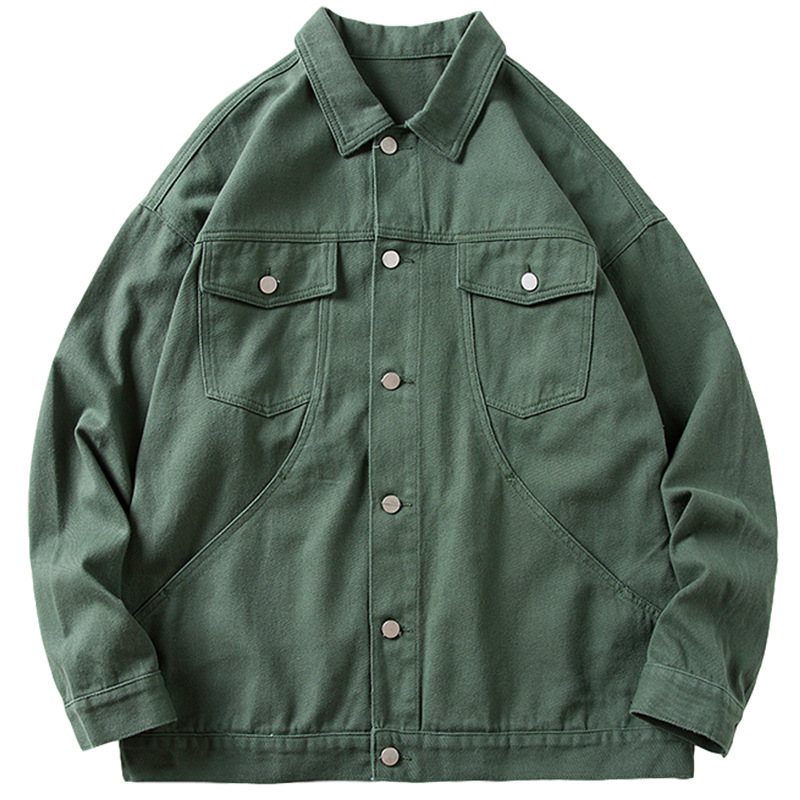 Abrigo de mezclilla de los hombres Hong Kong estilo Otoño e Invierno ropa suelta estilo coreano moda ins marca de moda herramientas chaqueta a juego