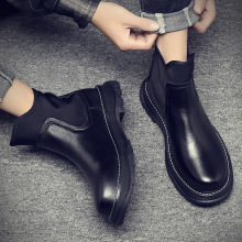 新款马丁靴男冬季高帮英伦切尔西短靴子工装潮鞋中帮雪地真皮军靴