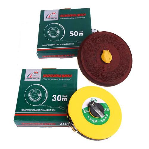 Source manufacturer wholesale measuring tool disc 30 meters 50 meters 100 meters fiberglass cloth tape measure yellow shell tape measure