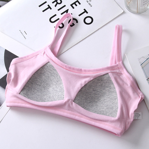 Student underwear all-in-one with chest pad pure cotton suspender underwear short anti-exposure underwear bra wrap breast tube top