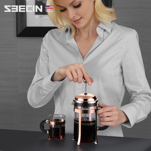 Seecin Rose Gold French Press, French Coffee & Tea Maker, Coffee Pot, Coffee Equipment, Hand-Brew Kettle, Gift-Set Box