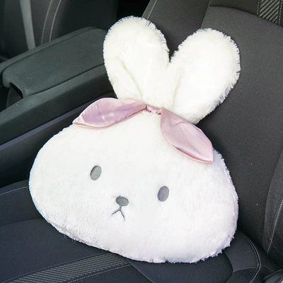 Headrest Hair Rabbit Car Neck Pillow - white-waist