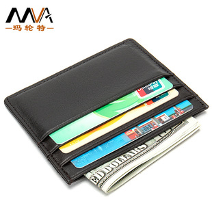 Cross-border Wholesale Men's Genuine Leather Card Holder Women's Simple Credit Card Holder Multi-card Bit Top Layer Cowhide Card Holder Thin