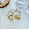 Retro epoxy resin, fresh cute earrings from pearl