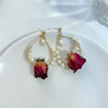 Retro epoxy resin, fresh cute earrings from pearl