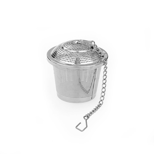 E-commerce stainless steel 304 tea filter with lid chain tea bucket shaped tea drain kitchen Weibao tea ball tea infuser